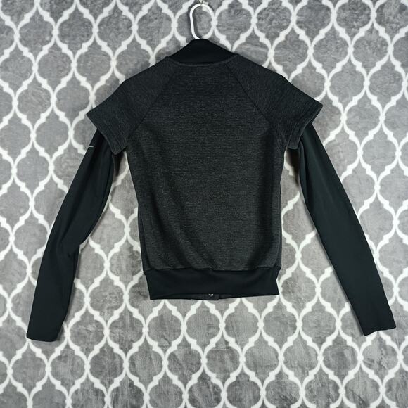 Nike Jacket Womens XS Gray Black Therma-FIT Snap Front Thumbholes Zip Pockets - Picture 3 of 9